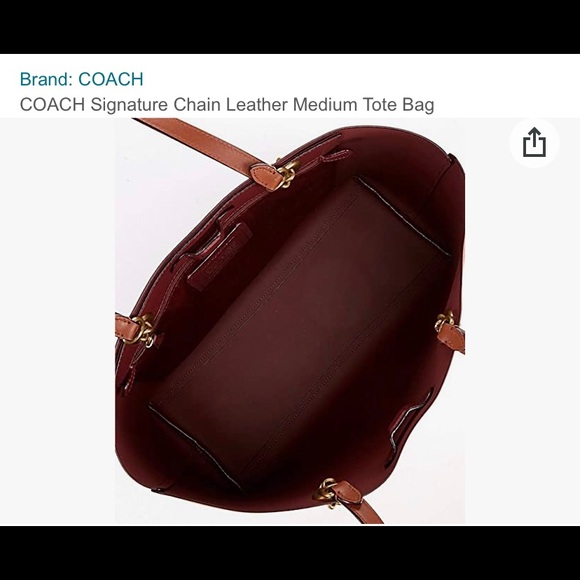 Coach Signature Chain Leather Tote Tan - Picture 4 of 15